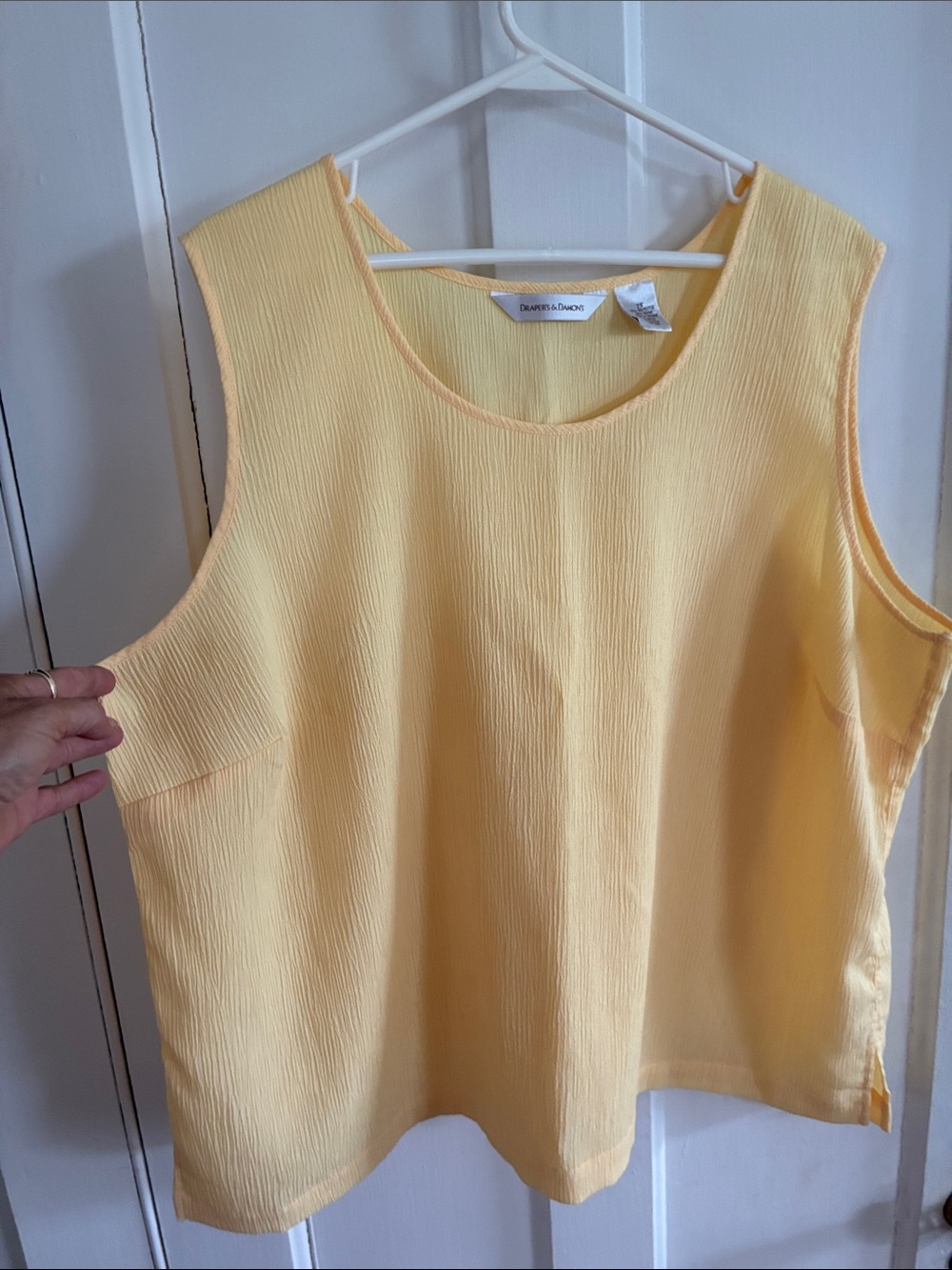 Charter Club Pale Yellow Textured Scoop Neck Tank